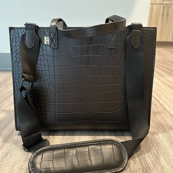 Beis Black Croc Worktote - Picture 1 of 5
